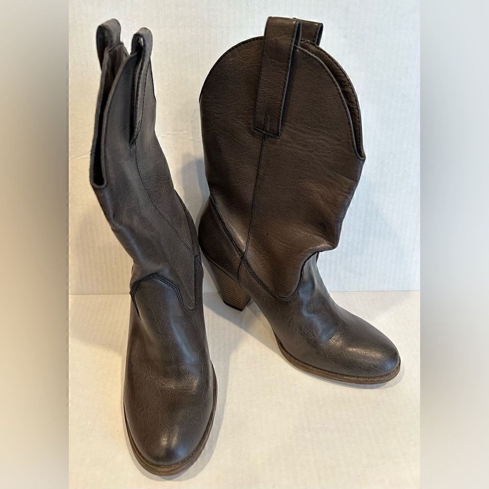 JUST FAB Boot Heeled Phoenix Brown Cowboy Boots Sz 8.5